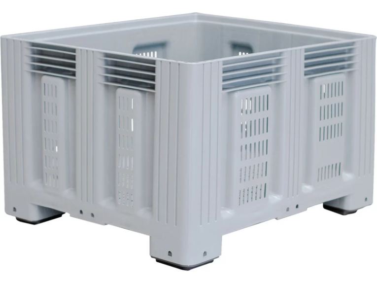 Контейнер 1200х1000х758 перфорированный, на ножках серый купить в Тюмени Контейнер 1200х1000х758 перфорированный, на ножках серый купить в Тюмени