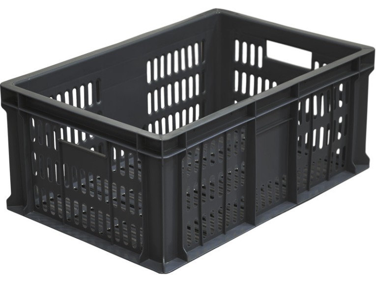 Ящик 600х400х250 с перфорацией чёрный купить в Тюмени Ящик 600х400х250 с перфорацией чёрный купить в Тюмени