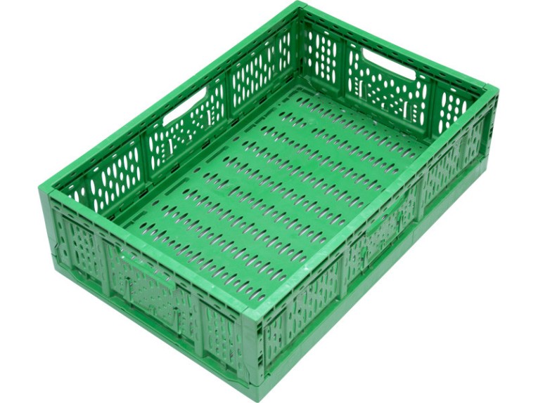 Ящик 600х400х170 перфорированный, складной зелёный купить в Тюмени Ящик 600х400х170 перфорированный, складной зелёный купить в Тюмени