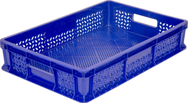 Ящик 600х400х120 мороз. перфорированный, с ручками синий купить в Тюмени Ящик 600х400х120 мороз. перфорированный, с ручками синий купить в Тюмени