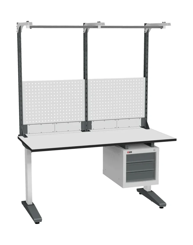 Стол монтажный ДиКом СР-150-01, ESD Thermopal, нерегулируемый, экран Э2, с подвесной тумбой купить в Тюмени Стол монтажный ДиКом СР-150-01, ESD Thermopal, нерегулируемый, экран Э2, с подвесной тумбой купить в Тюмени