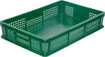 Ящик 600х400х120 мороз. дно сплошное, стенки перфорированные, без ручек зелёный Ящик 600х400х120 мороз. дно сплошное, стенки перфорированные, без ручек зелёный