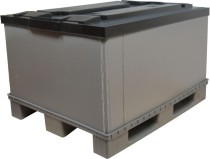 Контейнер 1200х800х860 мм сплошной разборный на п/паллет серый Контейнер 1200х800х860 мм сплошной разборный на п/паллет серый