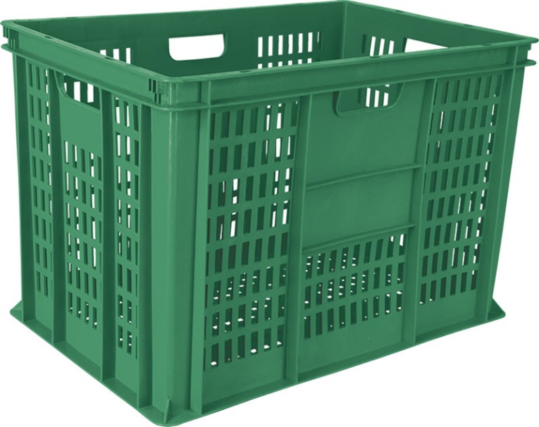 Ящик 600х400х410 перфорированный зеленый купить в Тюмени Ящик 600х400х410 перфорированный зеленый купить в Тюмени