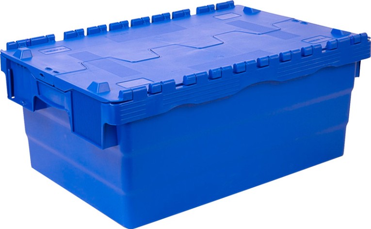 Ящик п/э 600х400х250 сплошной синий с крышкой купить в Тюмени Ящик п/э 600х400х250 сплошной синий с крышкой купить в Тюмени