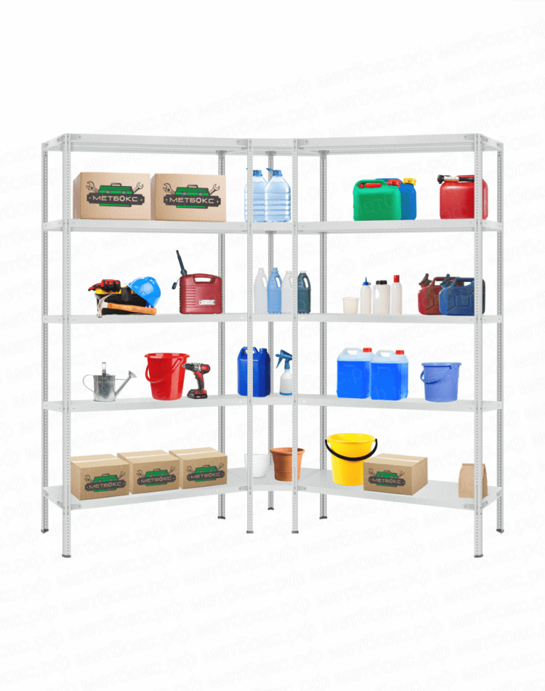 Стеллаж угловой 2000х1600х1600 (5 ярусов глубиной 400мм) купить в Тюмени Стеллаж угловой 2000х1600х1600 (5 ярусов глубиной 400мм) купить в Тюмени