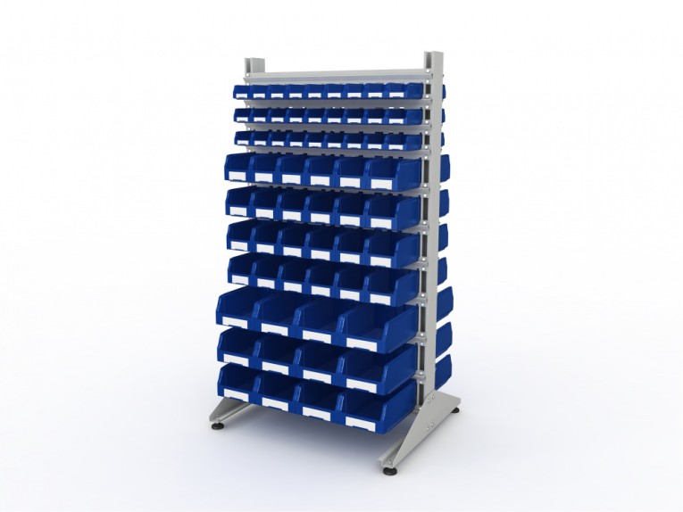 Стеллаж для пластиковых лотков SORTEX двухсторонний 1800x1000x800.05 купить в Тюмени Стеллаж для пластиковых лотков SORTEX двухсторонний 1800x1000x800.05 купить в Тюмени