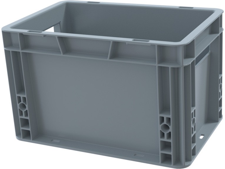 Ящик 300х200х170 сплошной, гладкое дно, цв. серый купить в Тюмени Ящик 300х200х170 сплошной, гладкое дно, цв. серый купить в Тюмени