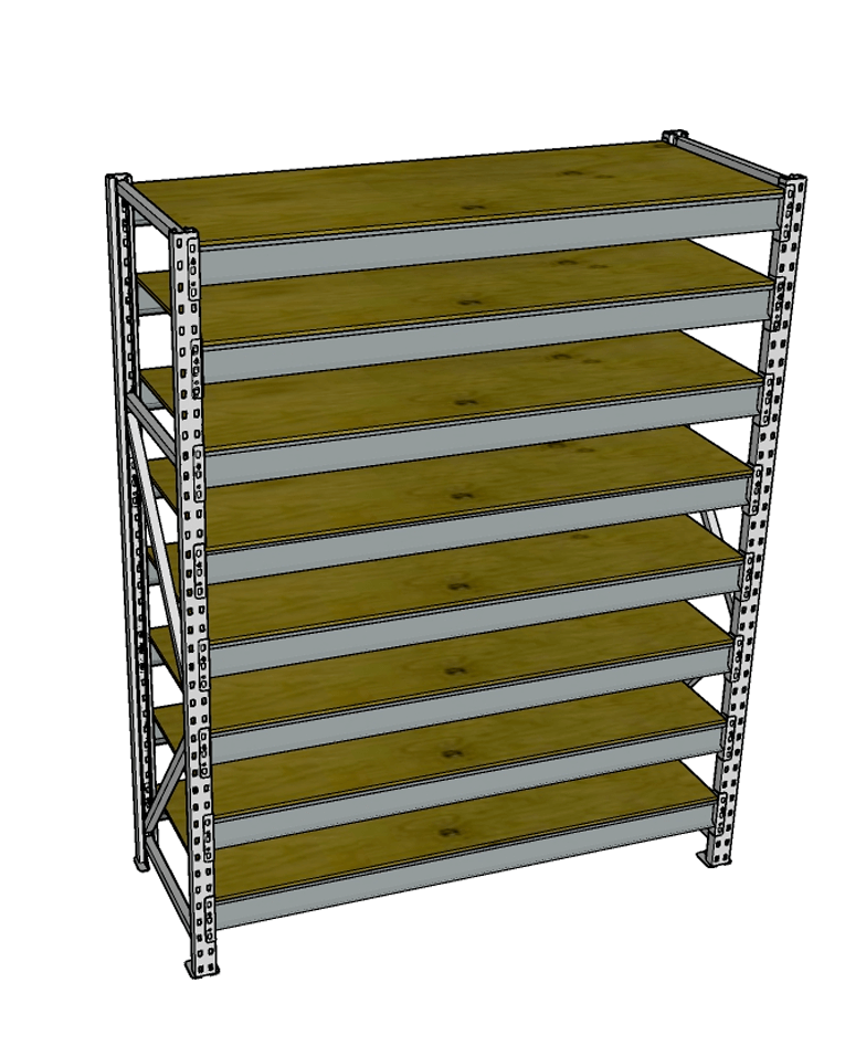 Стеллаж грузовой СГР 2000x1200x500 8 полок (фанера) купить в Тюмени