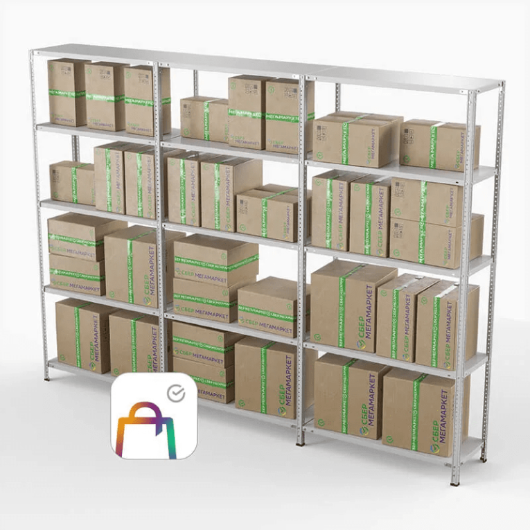 Стеллаж ПВЗ Сбер 2000х3000х400 5 полок купить в Тюмени Стеллаж ПВЗ Сбер 2000х3000х400 5 полок купить в Тюмени