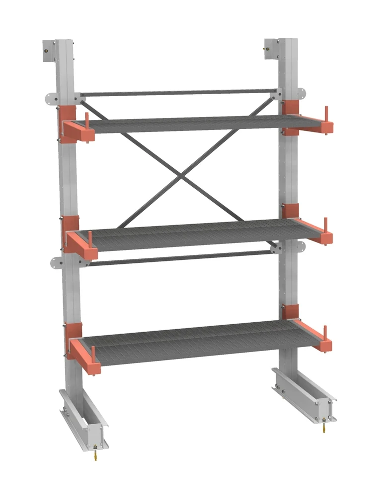 СТ-062 Стеллаж односторонний 3 яруса с ограничителями и настилами купить в Тюмени